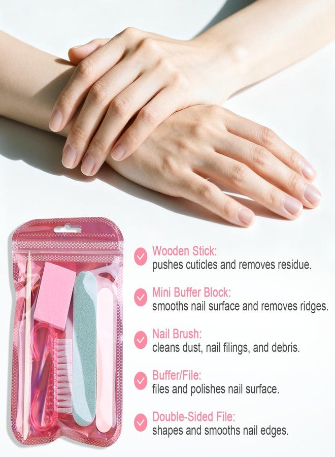 Furtherpretty 5-Piece Disposable Manicure Kit, Bulk Mini Nail Care Set with Nail Files, Buffer, Cuticle Pusher & Cleaning Brush, Pedicure Salon Supplies, Party Favors, Limas Desechables para Uñas - Image 4